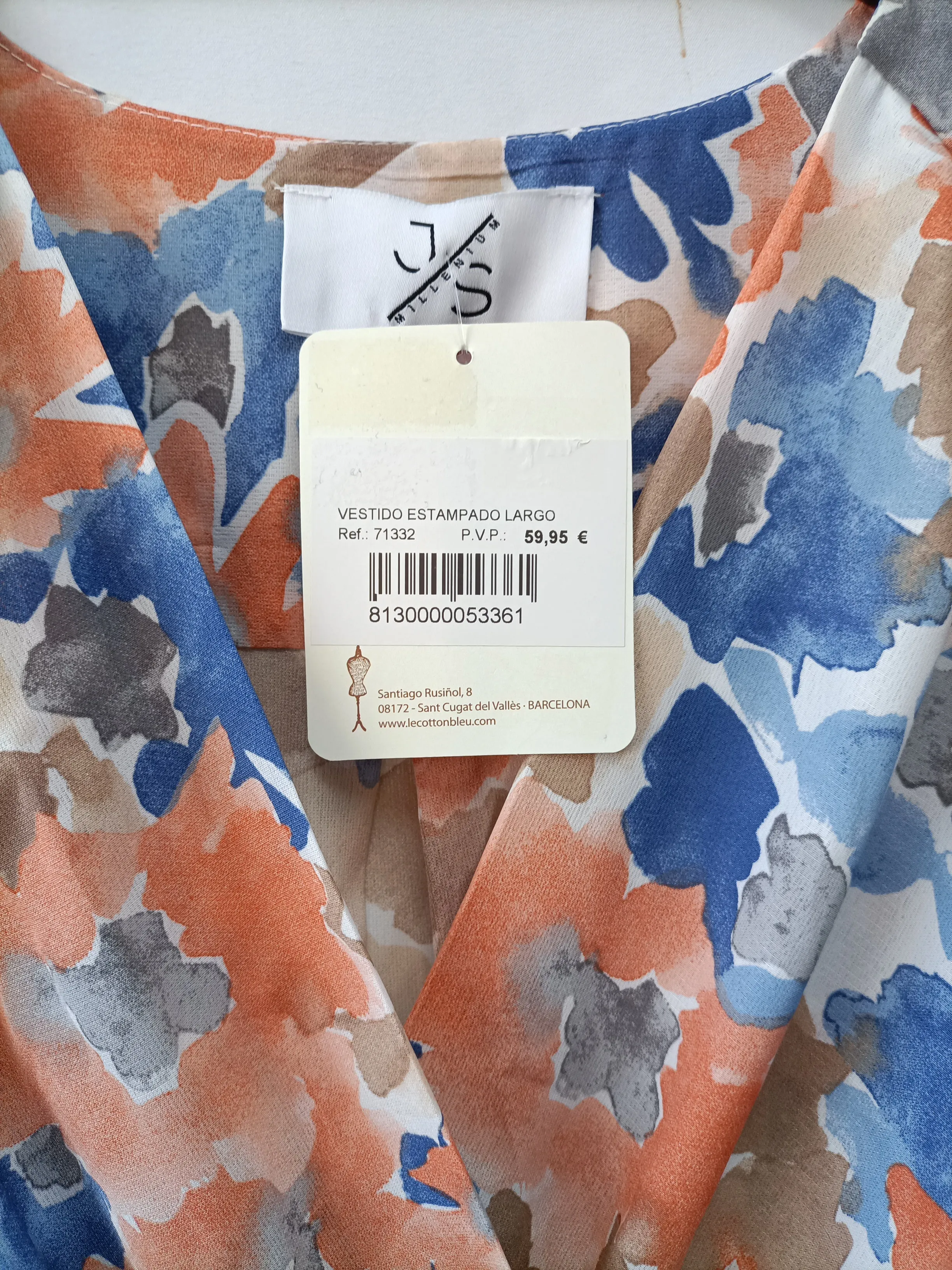 LE COTTON BLEU. Vestido largo estampado T.s