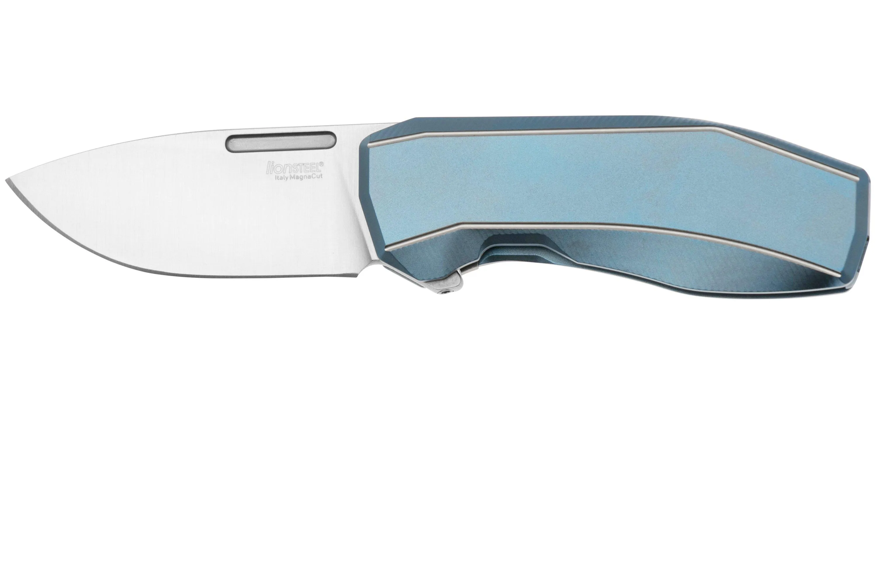 LIONSTEEL N.ONE N1BL FRAME LOCK, MAGNACUT, BLUE TITANIUM, NAVAJA