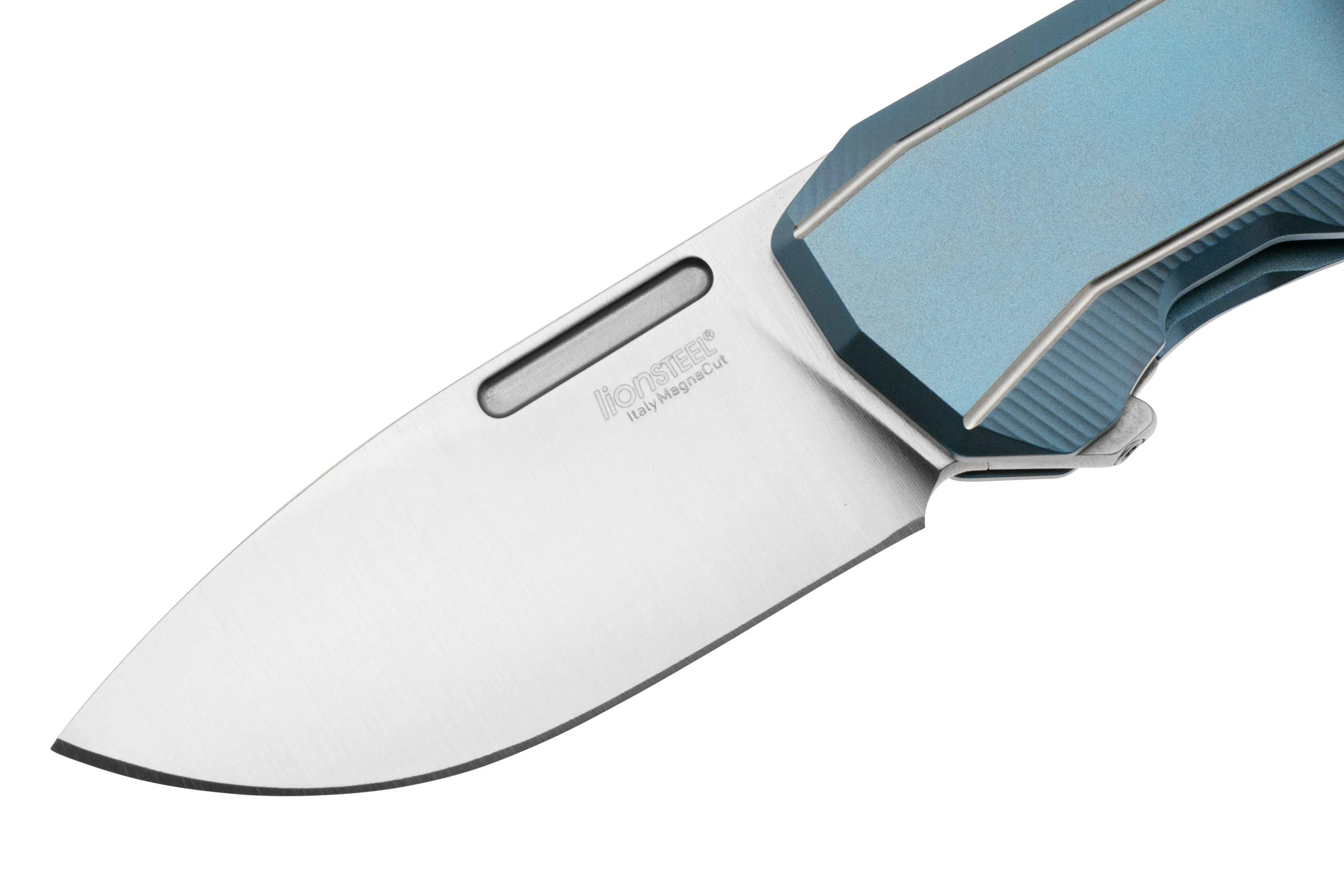 LIONSTEEL N.ONE N1BL FRAME LOCK, MAGNACUT, BLUE TITANIUM, NAVAJA