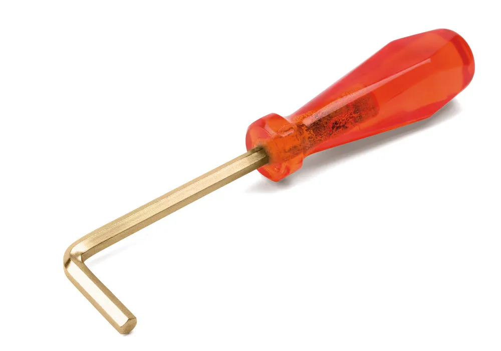 LLAVE ALLENDESTORNILLADOR CON MANGO ANGULADO, 3 MM, BRONCE ESPECIAL, SIN CHISPAS, PARA ZONAS ATEX
