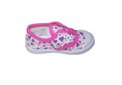 Loneta niña modelo Corazones Violet