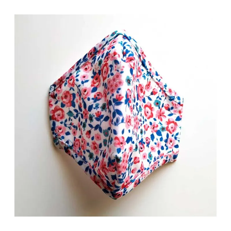 Mascarilla niños estampado flores rosa y azules Cotton Fish