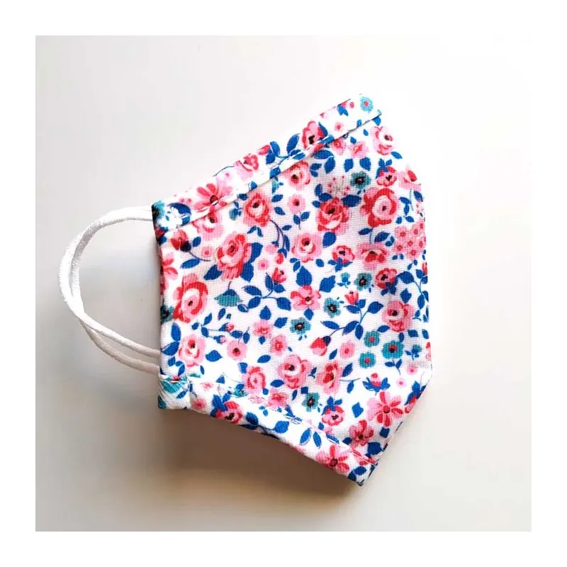 Mascarilla niños estampado flores rosa y azules Cotton Fish