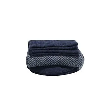 Men's Navy & Green Thick Cotton Socks with herringbone style