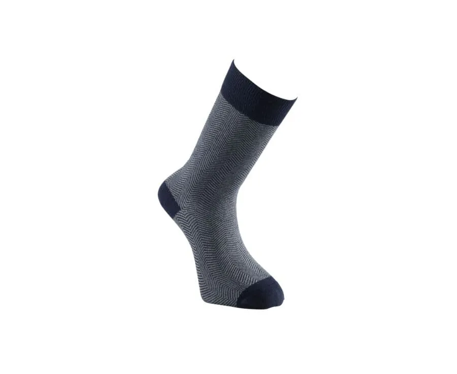 Men's Navy & Green Thick Cotton Socks with herringbone style