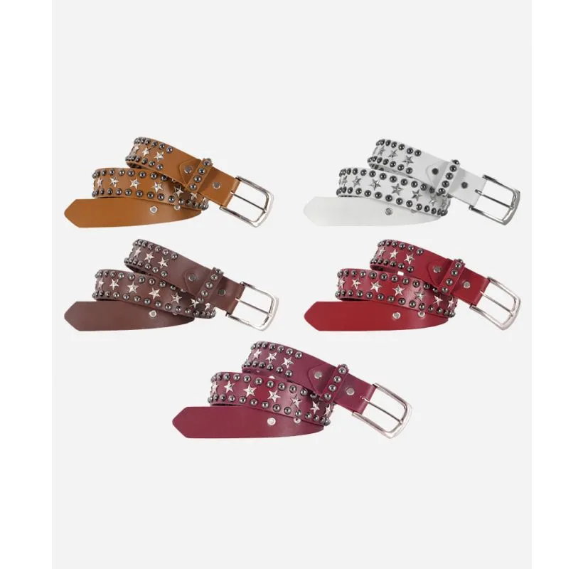 Mens Start Studded Leather Belts Strong Punk Rock Gothic Style Belts
