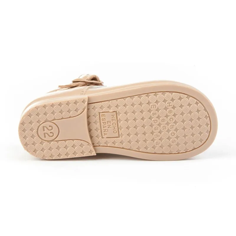 Merceditas Colegiales Infantil Niña Piel Hebilla 500 Camel, de Angelitos
