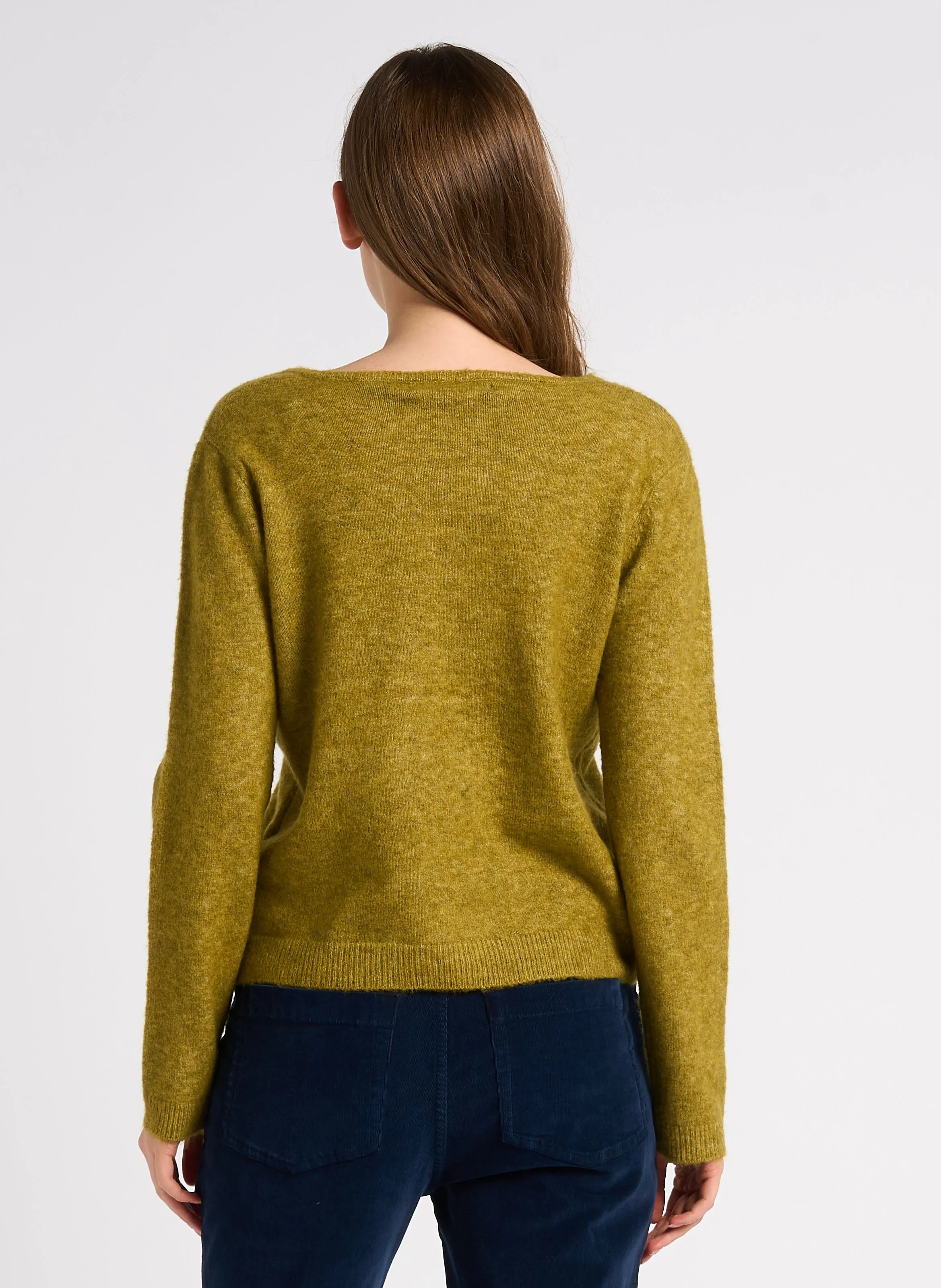 NICE THINGS Jersey ajustado con cuello en V. en verde