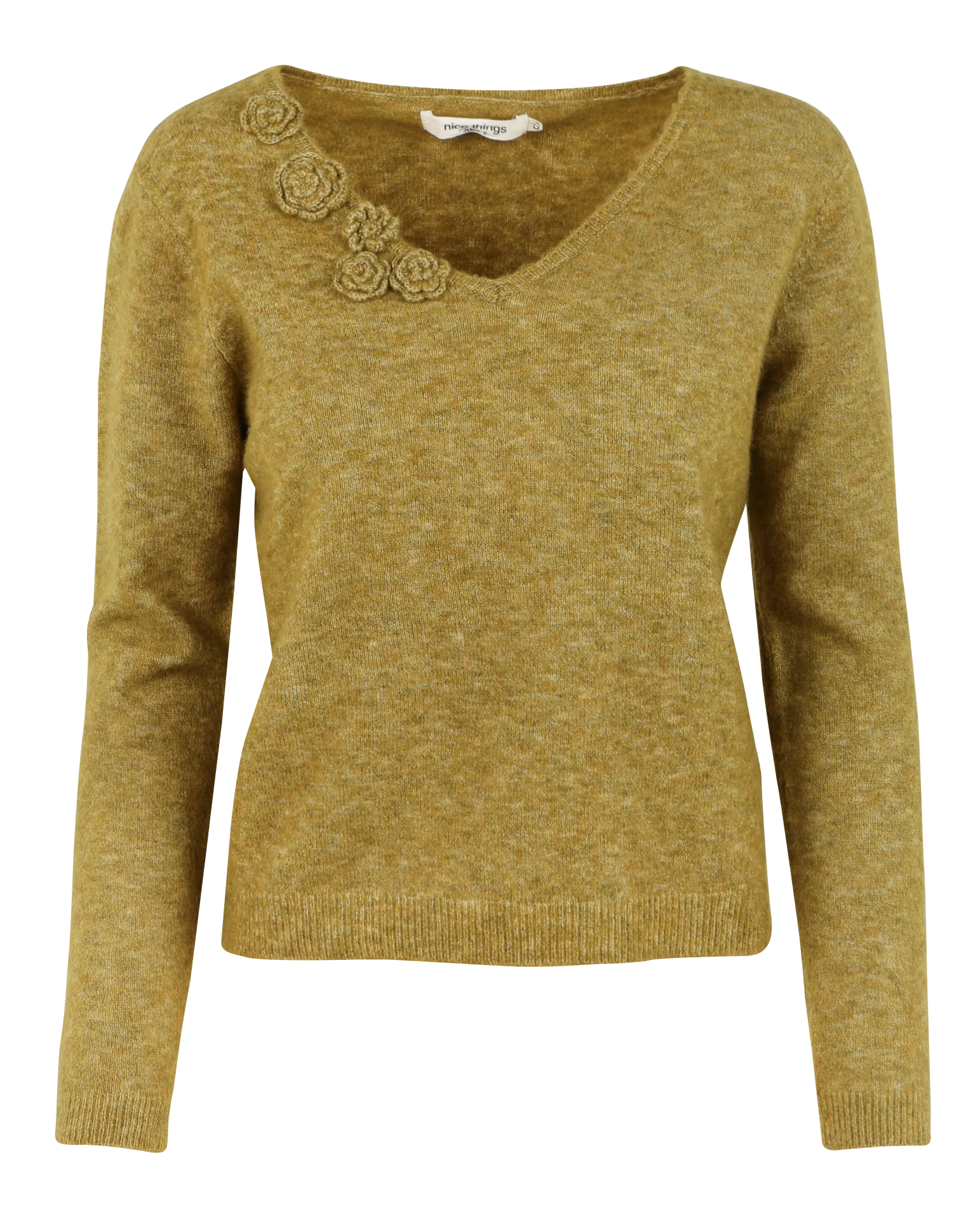 NICE THINGS Jersey ajustado con cuello en V. en verde