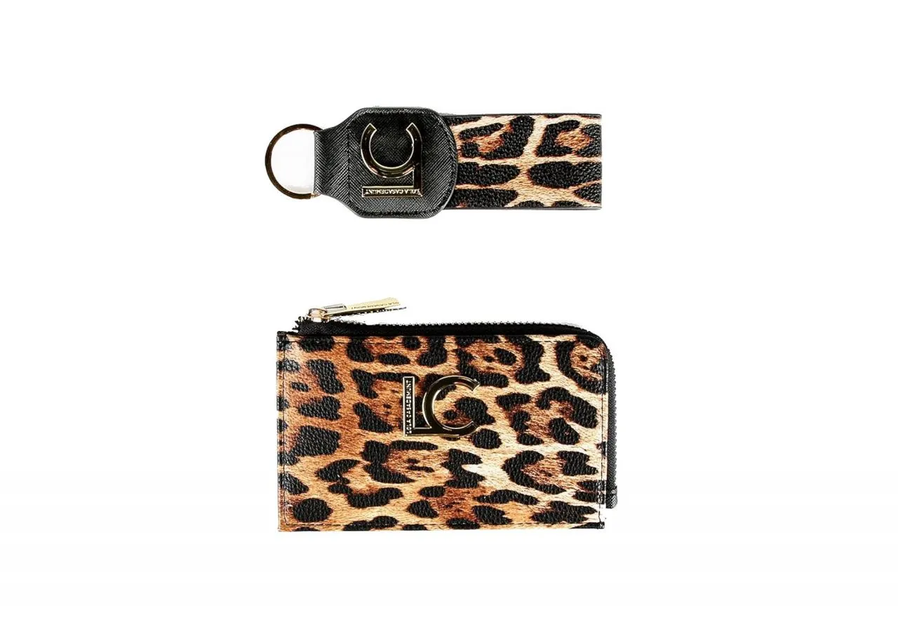 Pack Monedero y Llavero Animal Print Lc Metal Dorado