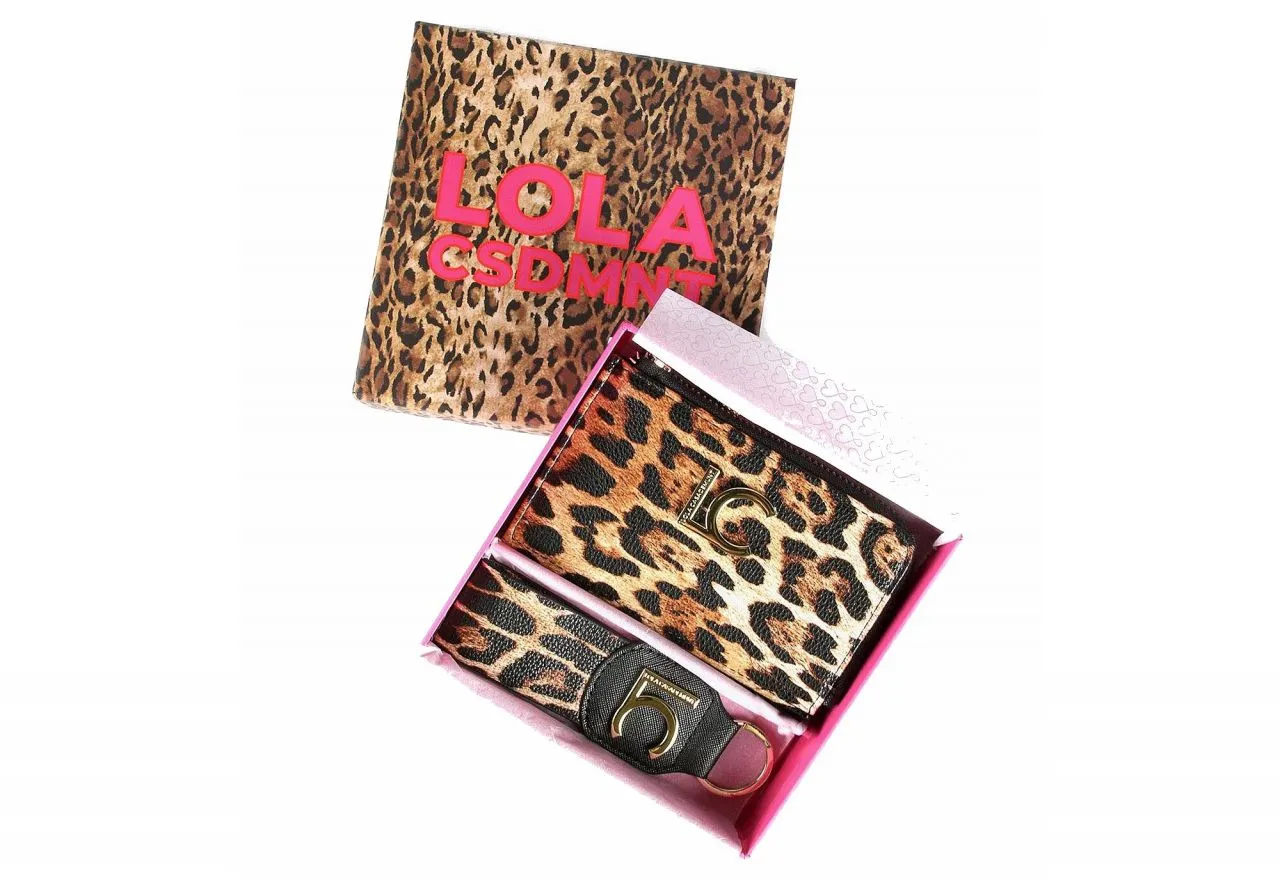 Pack Monedero y Llavero Animal Print Lc Metal Dorado