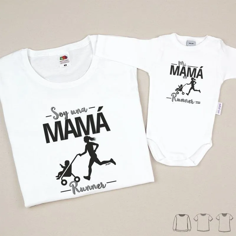Pack regalo camiseta y body Mamá Runner