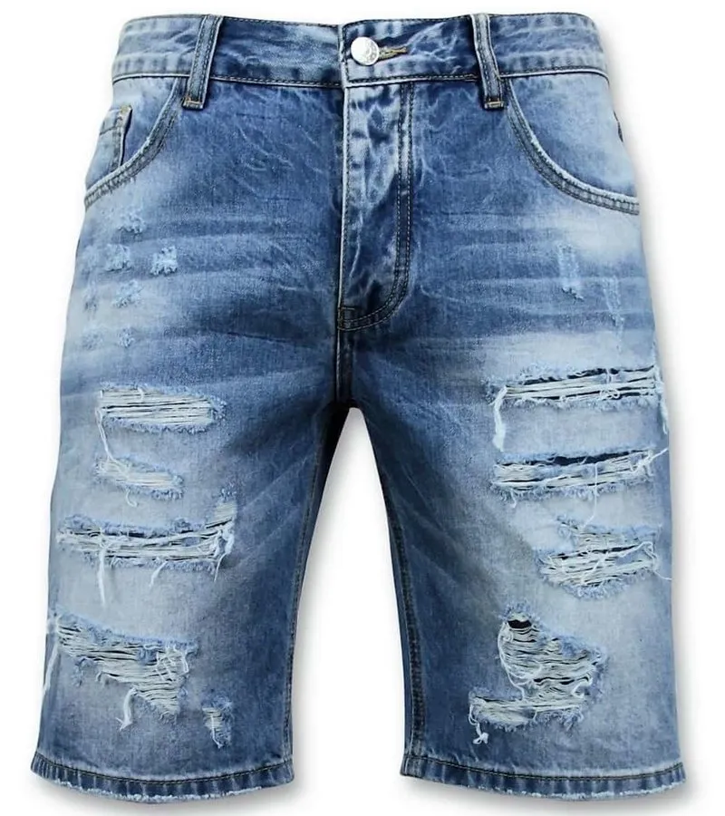 PANTALONES CORTOS HOMBRES  RASGADO CORTO  9073  AZUL