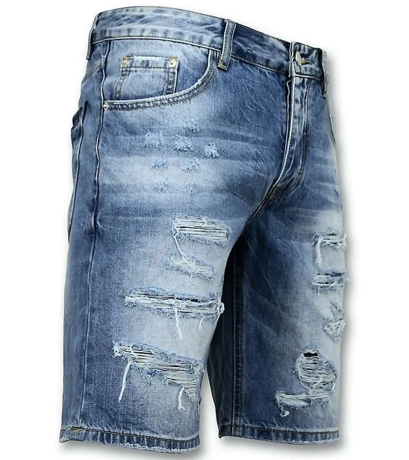 PANTALONES CORTOS HOMBRES  RASGADO CORTO  9073  AZUL