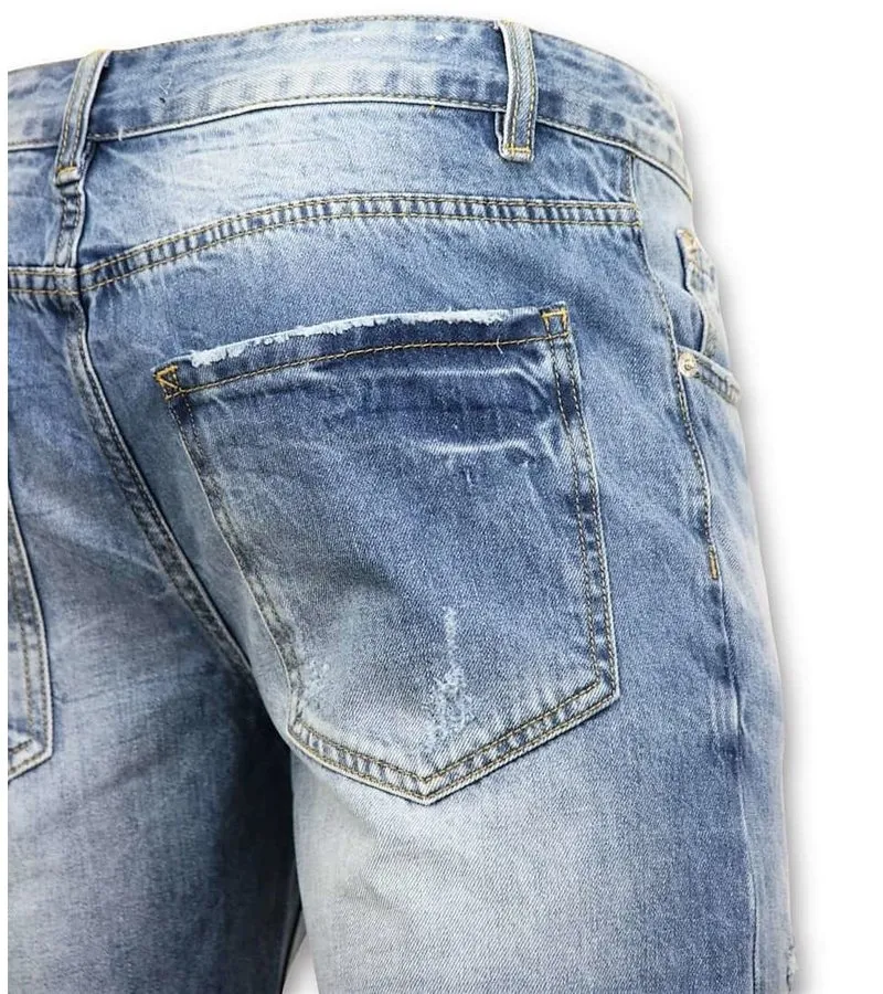 PANTALONES CORTOS HOMBRES  RASGADO CORTO  9073  AZUL