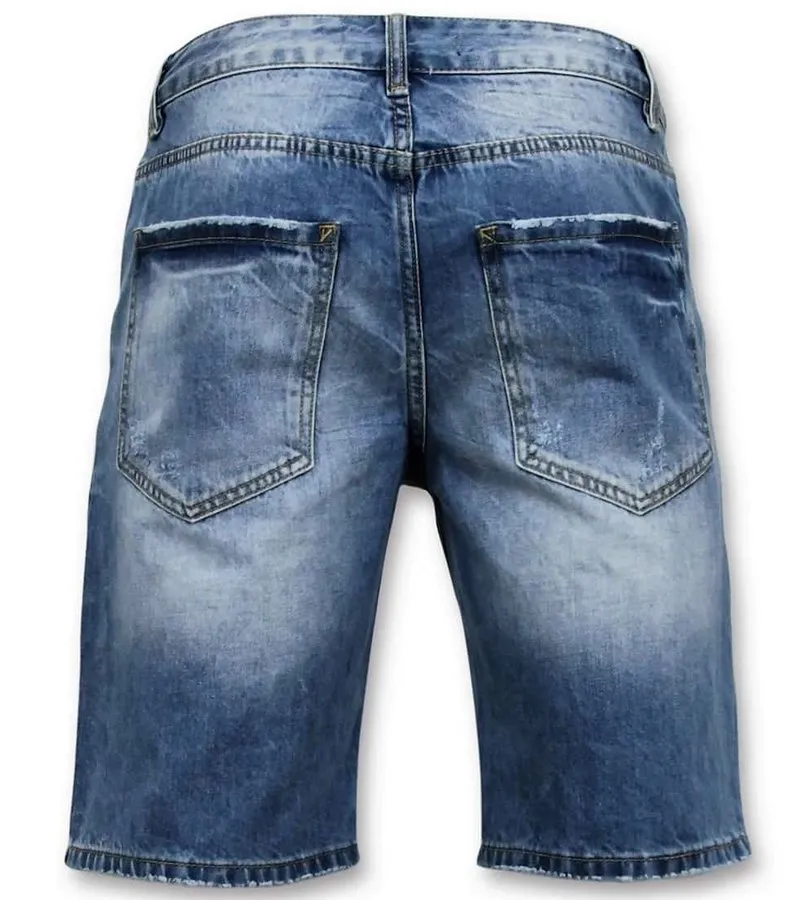 PANTALONES CORTOS HOMBRES  RASGADO CORTO  9073  AZUL