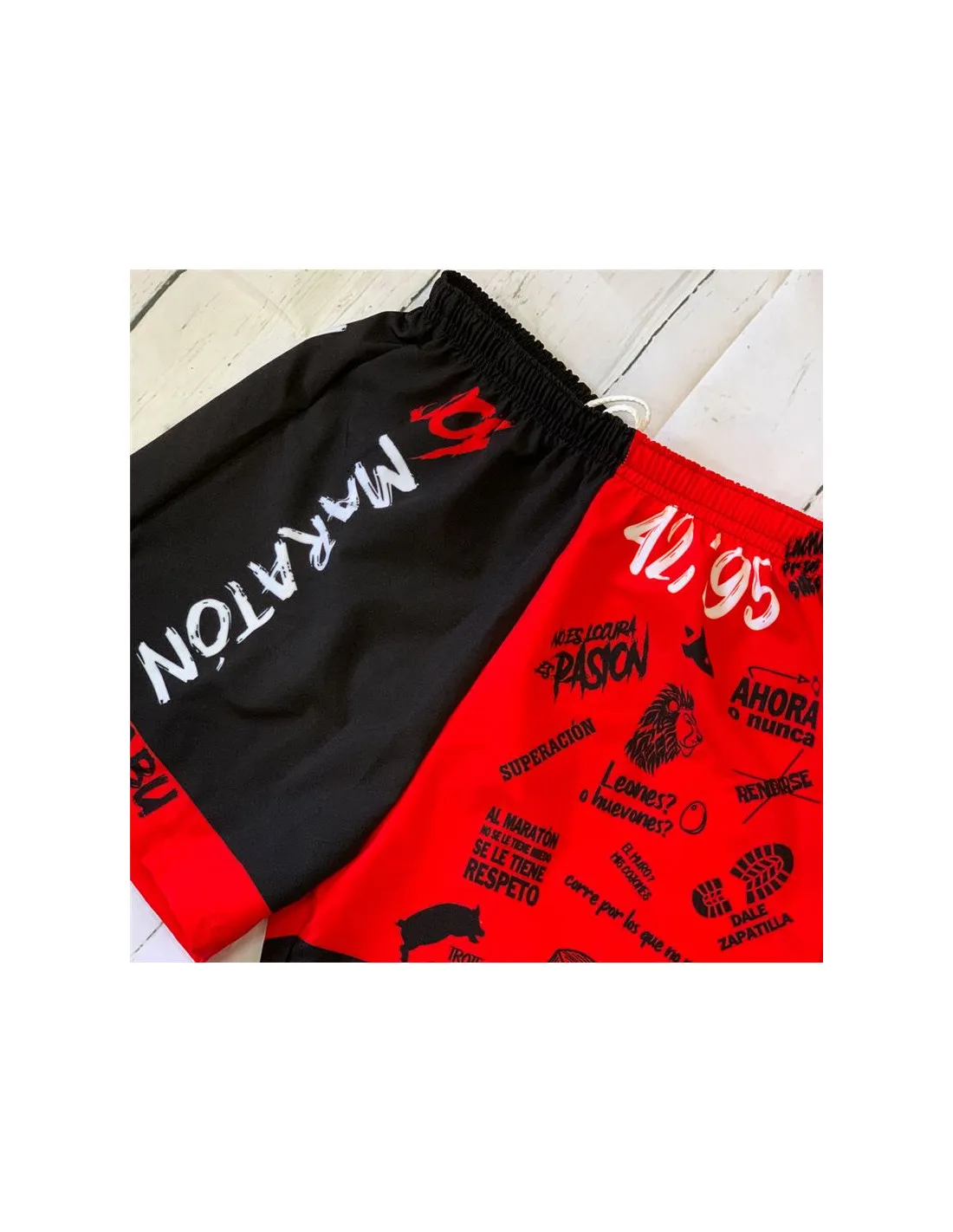 Pantalones de running Kamuabu SoyMaraton negro/rojo