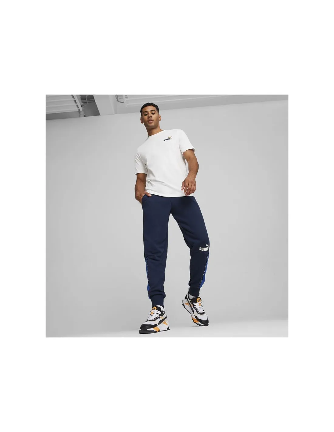 Pantalones Puma Essentials Block X Tape Azul Marino Hombre