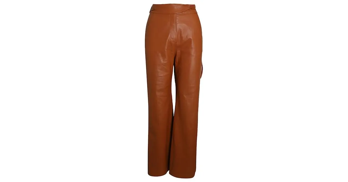 Pantalón acampanado Nanushka de poliuretano Bown Castaño 