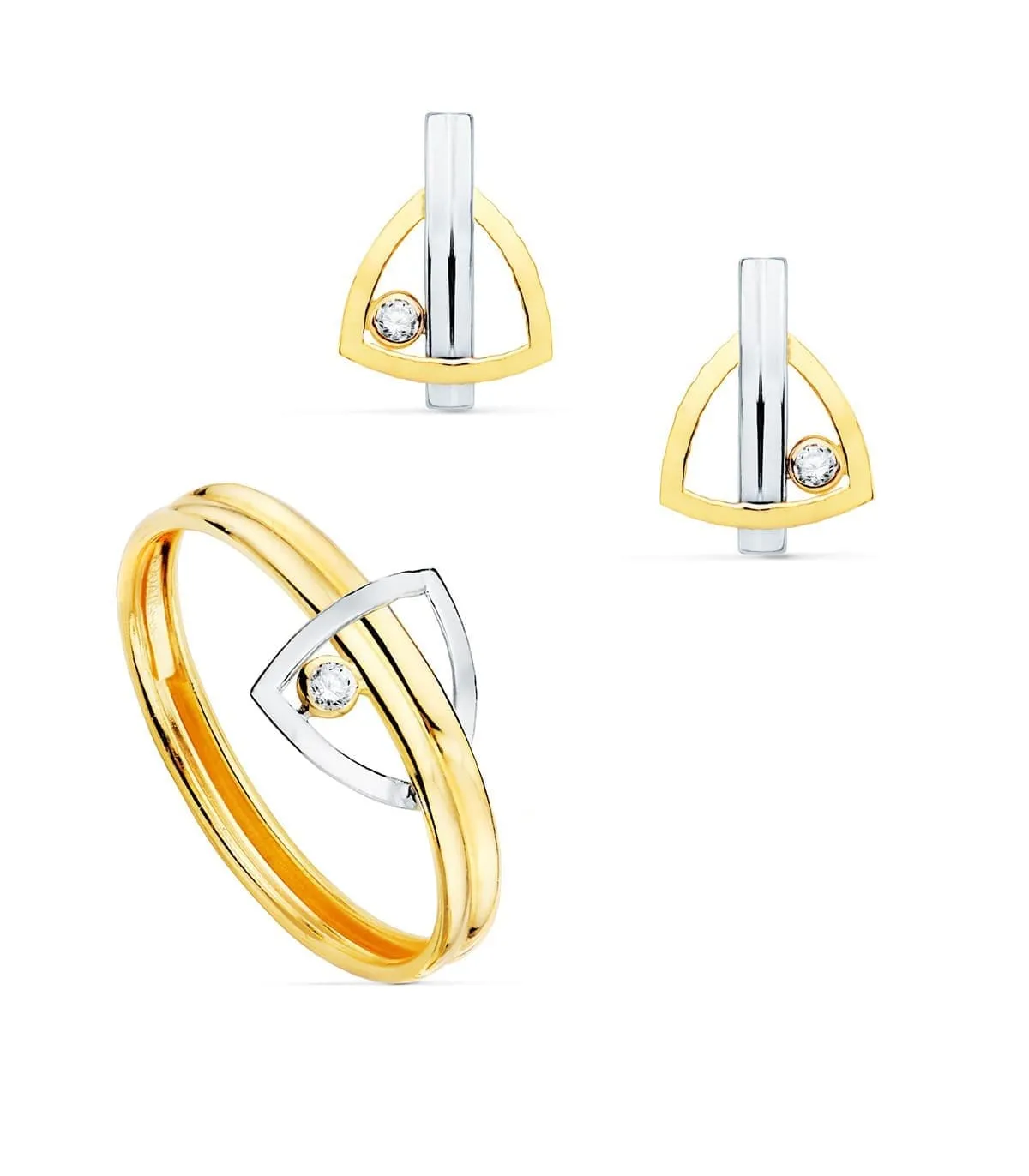 Parure Bijoux Fille 2 Ors 18K Motif triangle