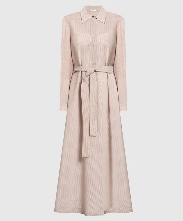 Peserico Brown striped shirt dress