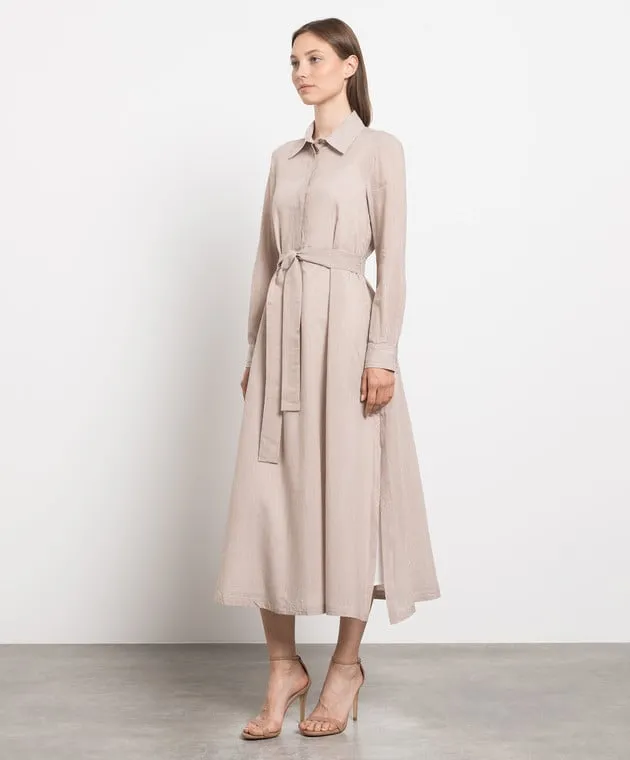 Peserico Brown striped shirt dress