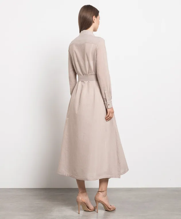 Peserico Brown striped shirt dress