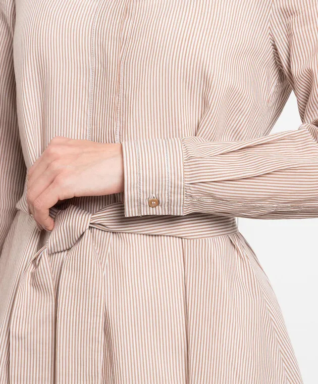 Peserico Brown striped shirt dress