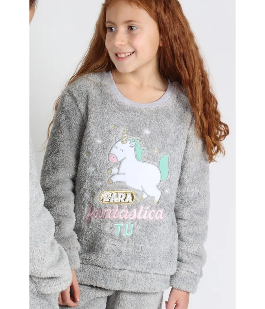 Pijama Corel Tween Para Fantastica Tu niña Mr Worderful invierno gris jaspe