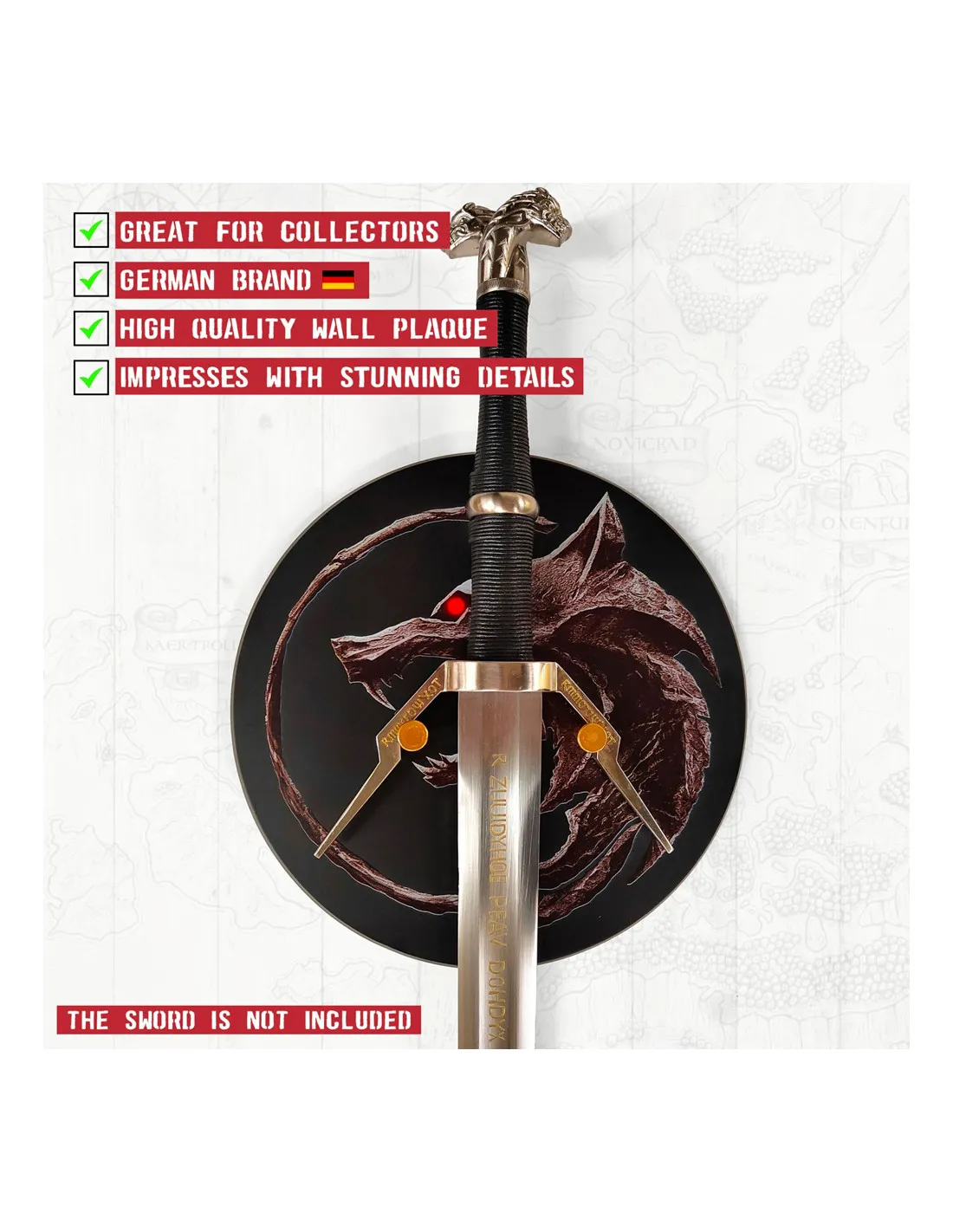 Placa de madera Lobo espadas The Witcher
