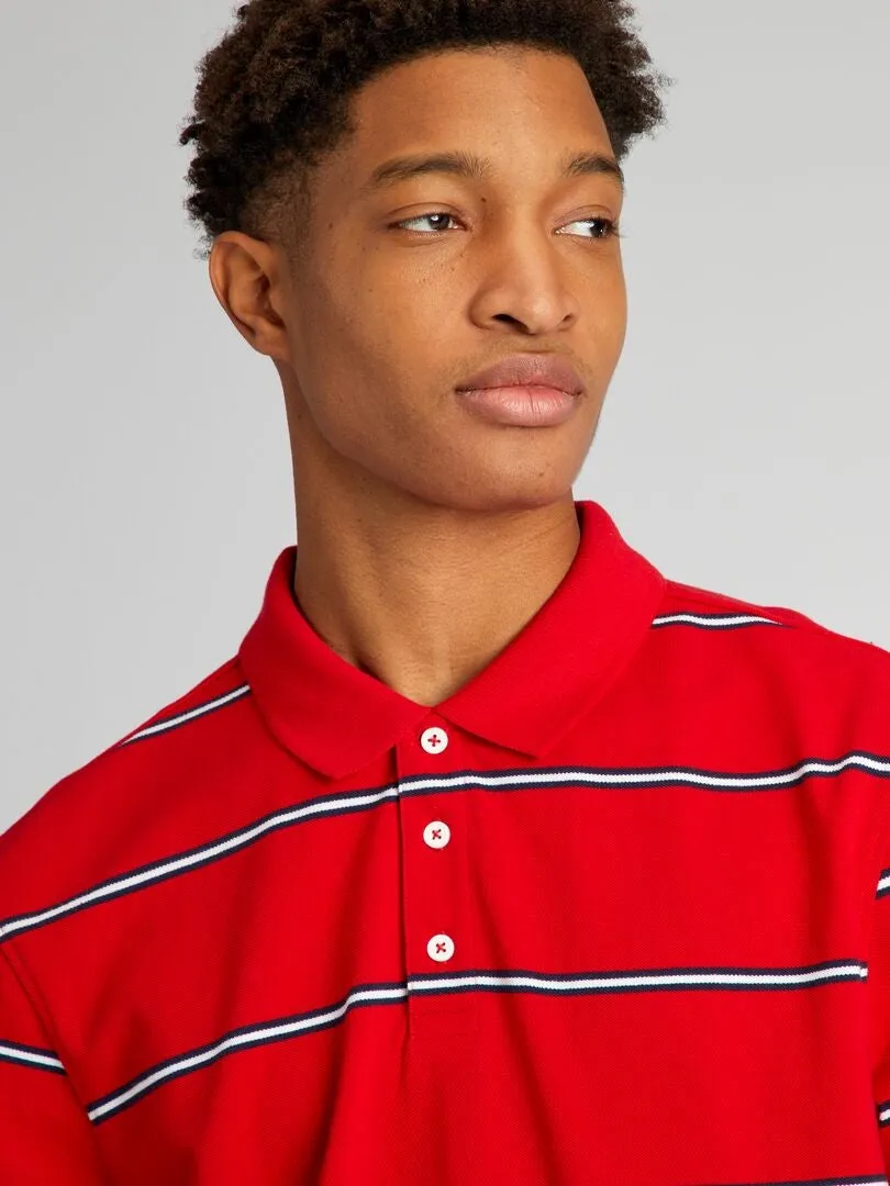 POLO DE PIQUé DE ALGODóN A RAYAS +1,90 M  ROJO