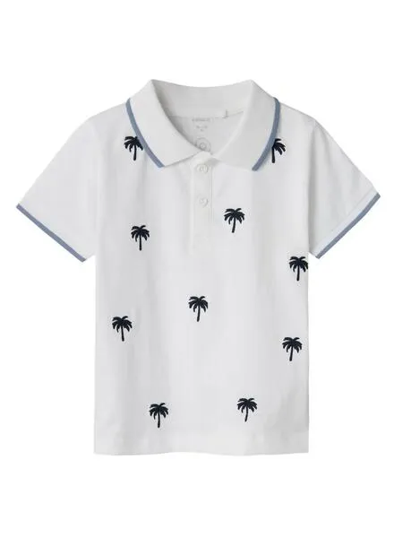 Polo Name It Fumme Palmeras Blanco Para Niño