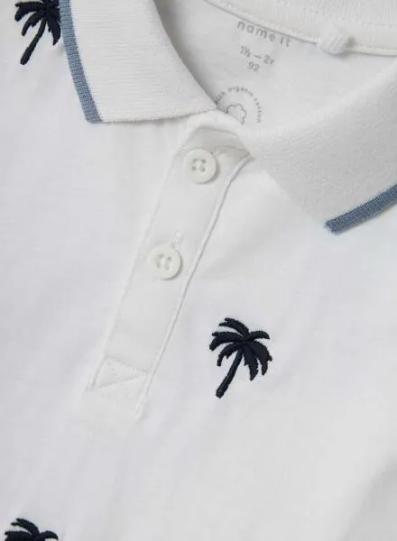 Polo Name It Fumme Palmeras Blanco Para Niño