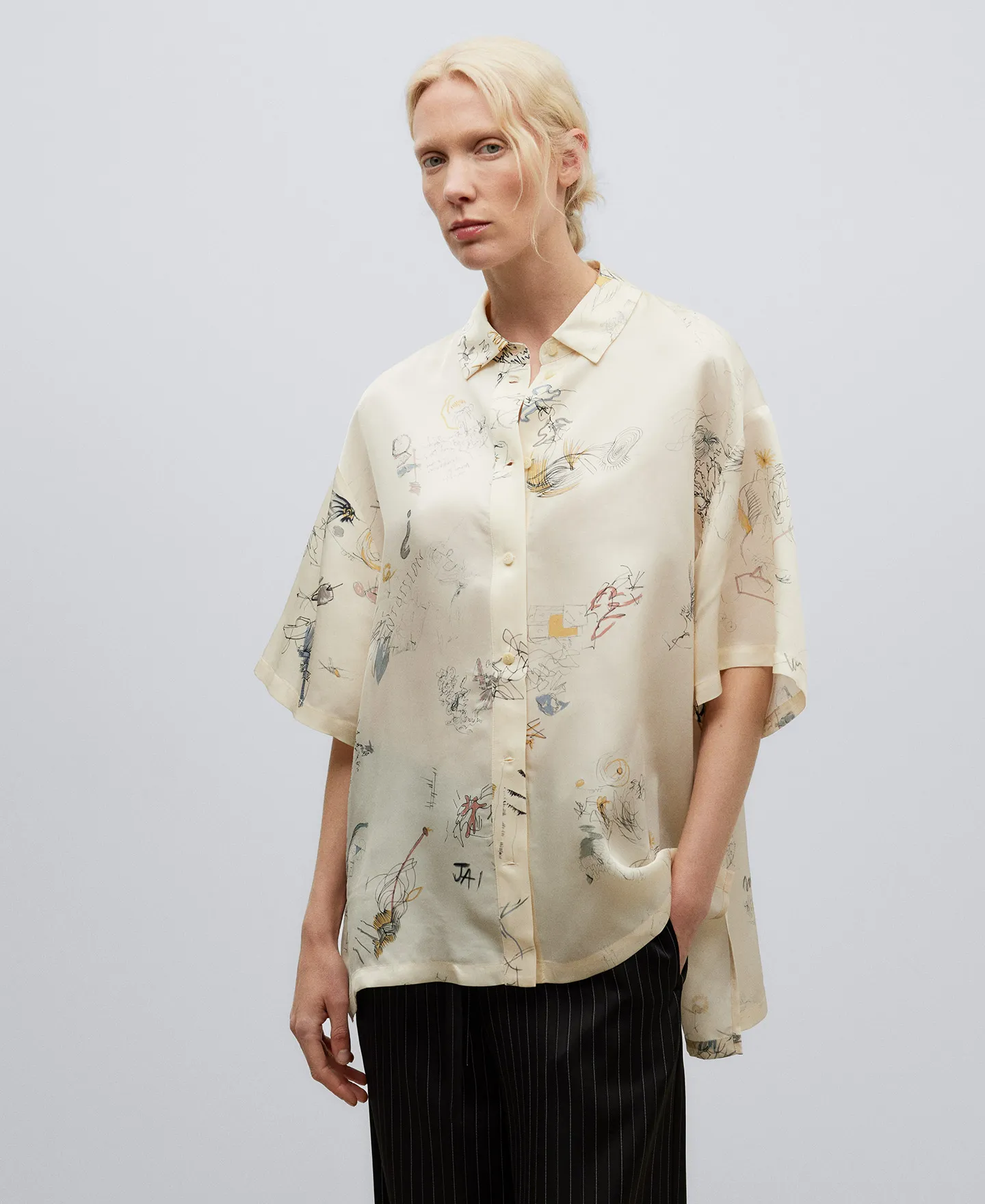 Printed oversize shirt woman