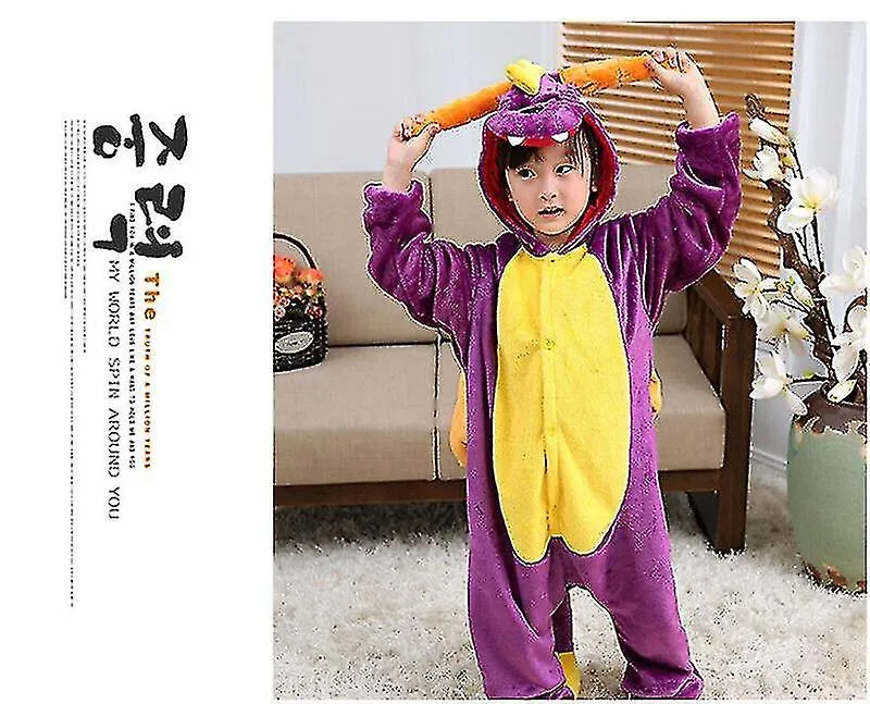 Púrpura Dinosaurio Animal Pijama Unisex Niños Cosplay Disfraz Onesie Kigurumi Jumpsuit Sleepwear Tw