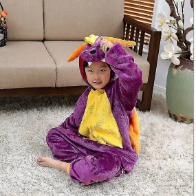 Púrpura Dinosaurio Animal Pijama Unisex Niños Cosplay Disfraz Onesie Kigurumi Jumpsuit Sleepwear Tw