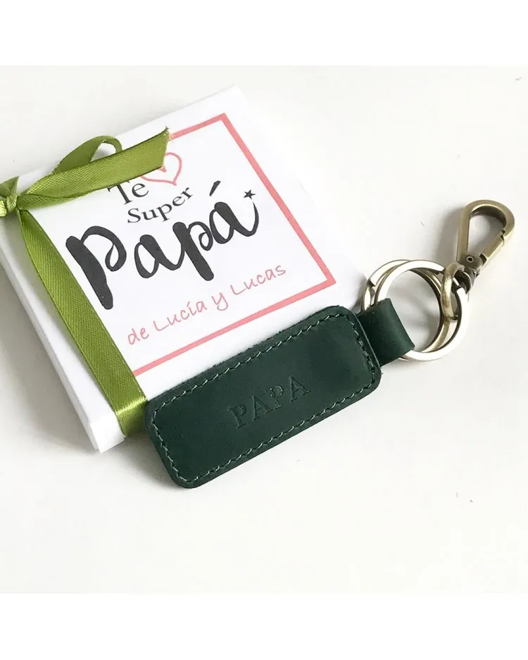 Regalo día del padre Llavero de cuero con iniciales