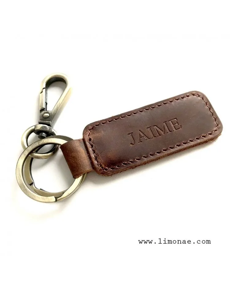 Regalo día del padre Llavero de cuero con iniciales