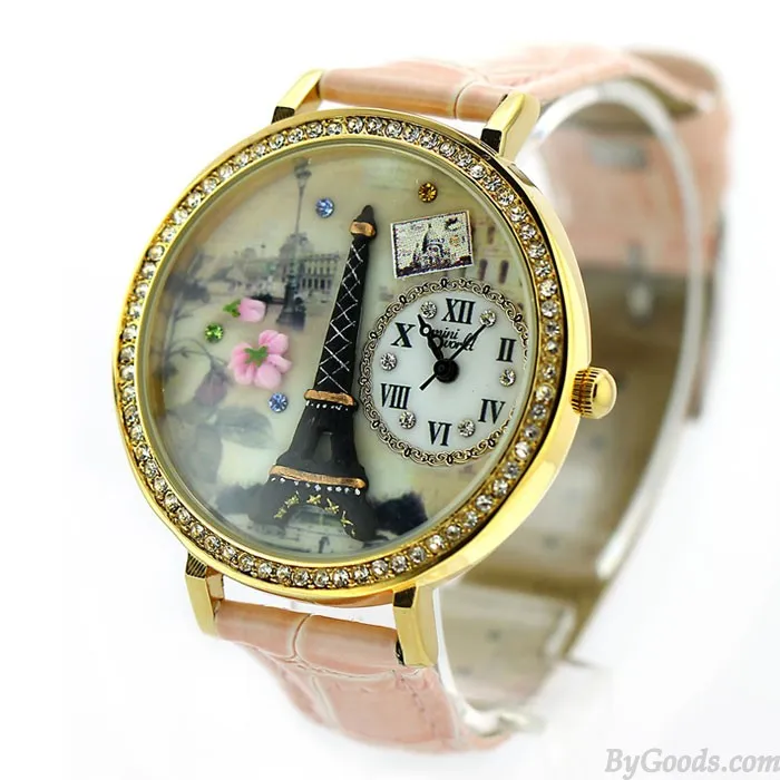 Romantic  Eiffel Tower Polymer Clay Watch