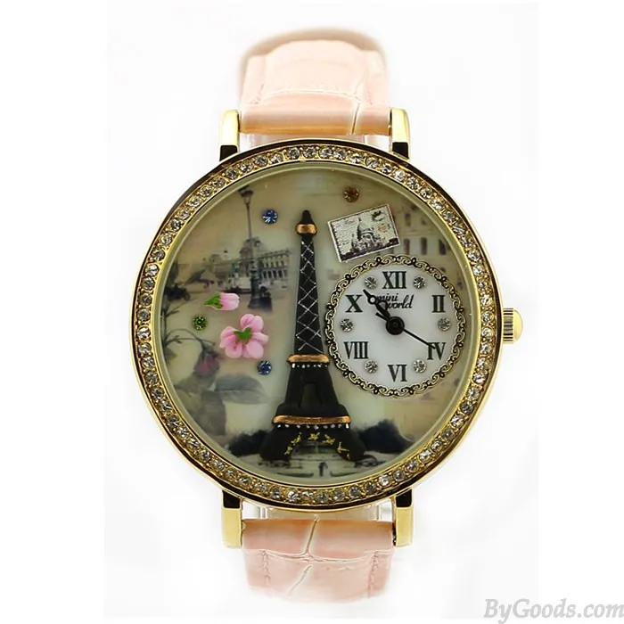 Romantic  Eiffel Tower Polymer Clay Watch