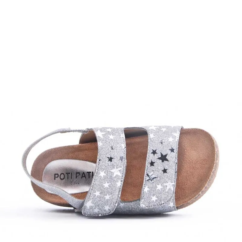 Sandalias Niña Bio Plata Con Velcro
