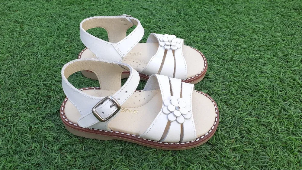 Sandalias Niña Blanca Piel Flor