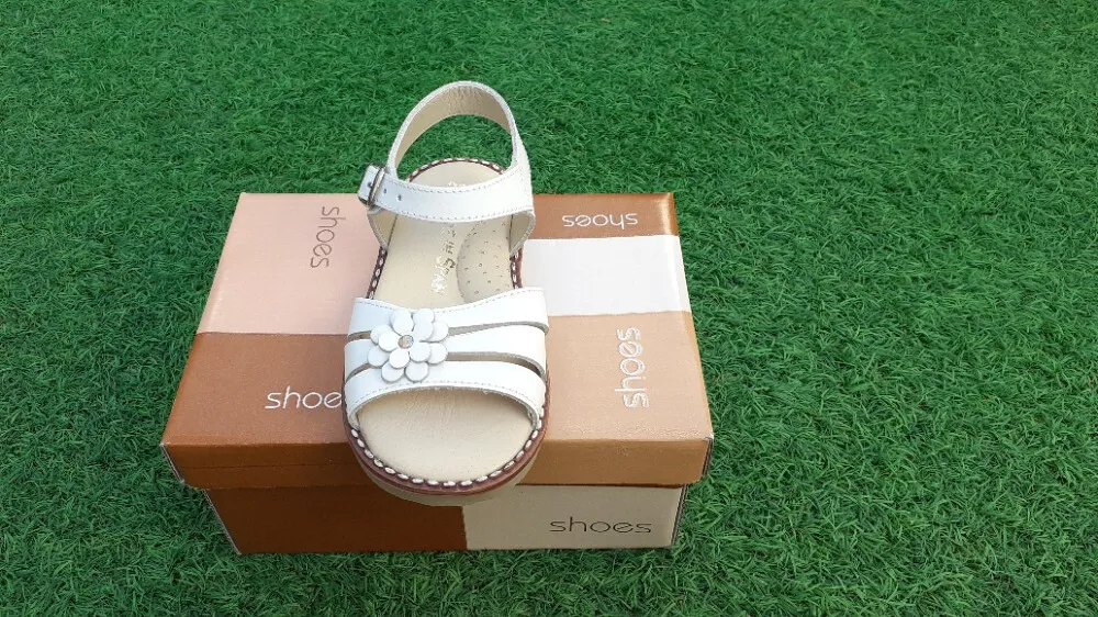 Sandalias Niña Blanca Piel Flor
