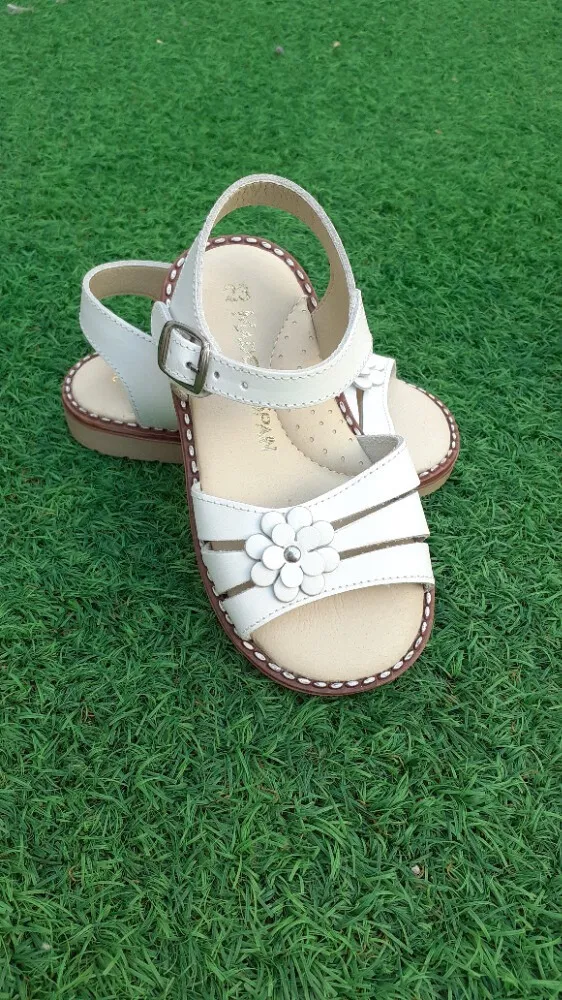 Sandalias Niña Blanca Piel Flor
