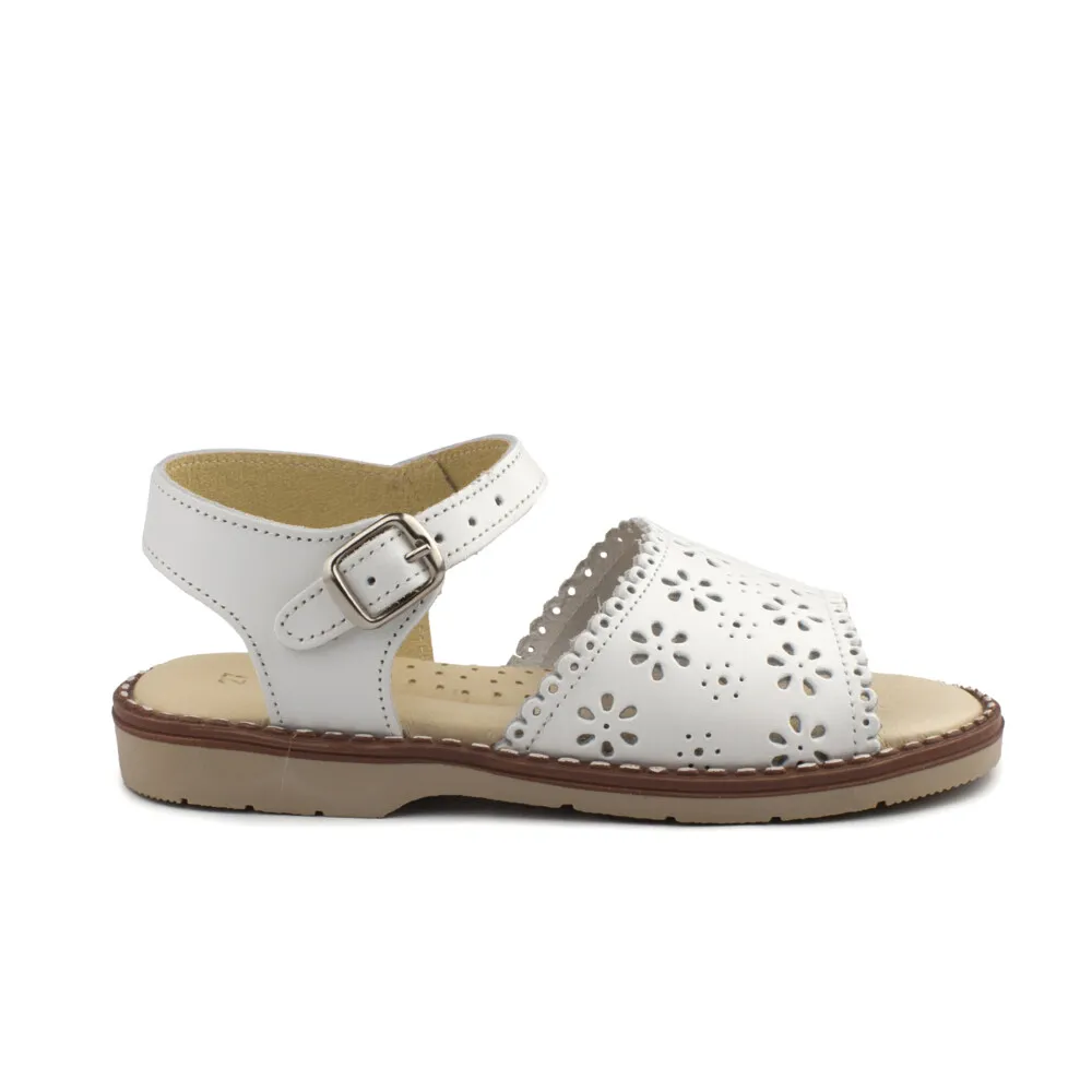 Sandalias Niña Blancas Troquelado Flores Aladino