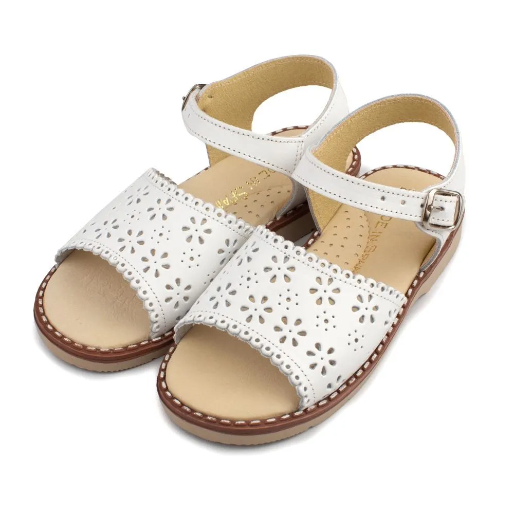 Sandalias Niña Blancas Troquelado Flores Aladino