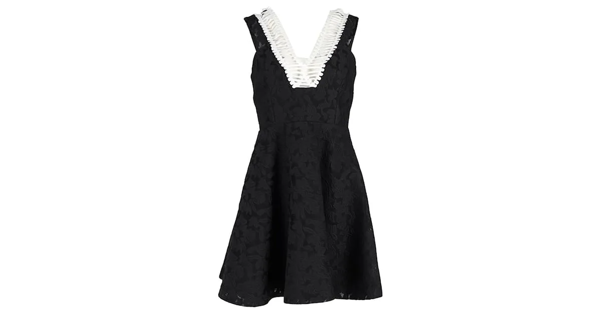 Sandro Rhythm Minivestido plisado de malla bordada en poliéster negro 