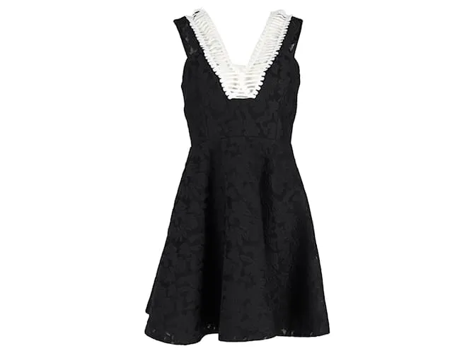 Sandro Rhythm Minivestido plisado de malla bordada en poliéster negro 