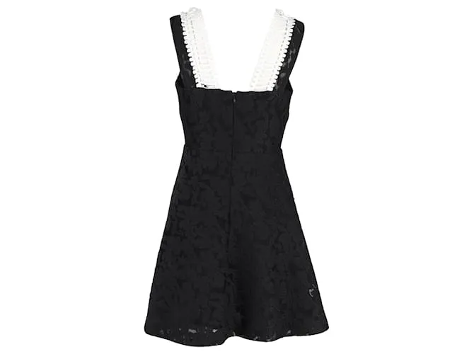 Sandro Rhythm Minivestido plisado de malla bordada en poliéster negro 