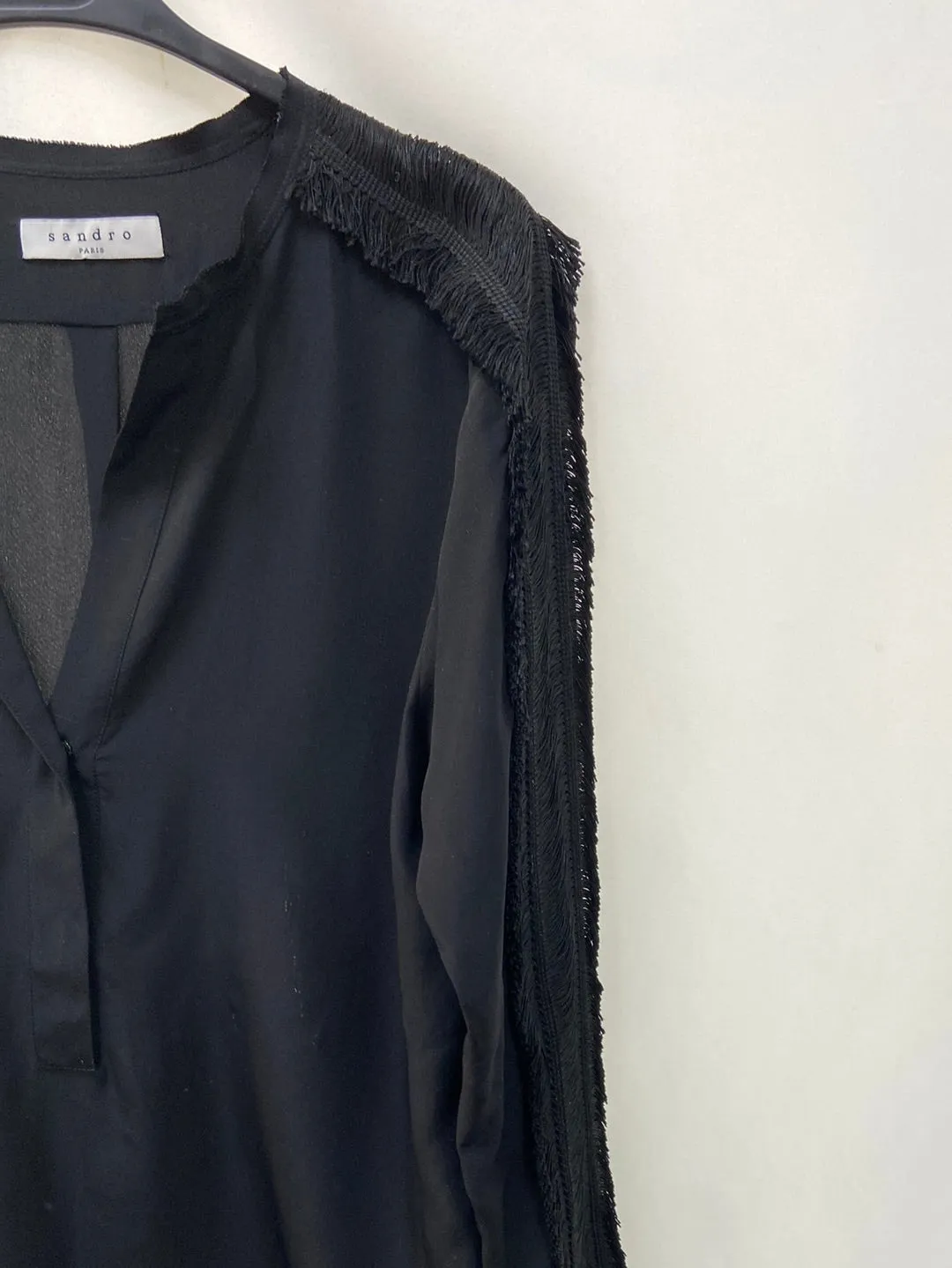 SANDRO.Blusa negra seda T.S